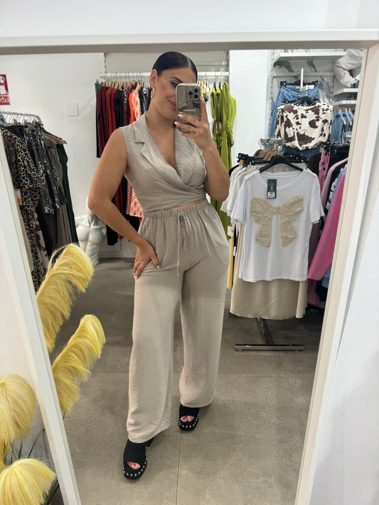 Conjunto Top y Pantalón Taupe