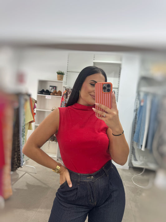 Camiseta Cuello Halter Roja
