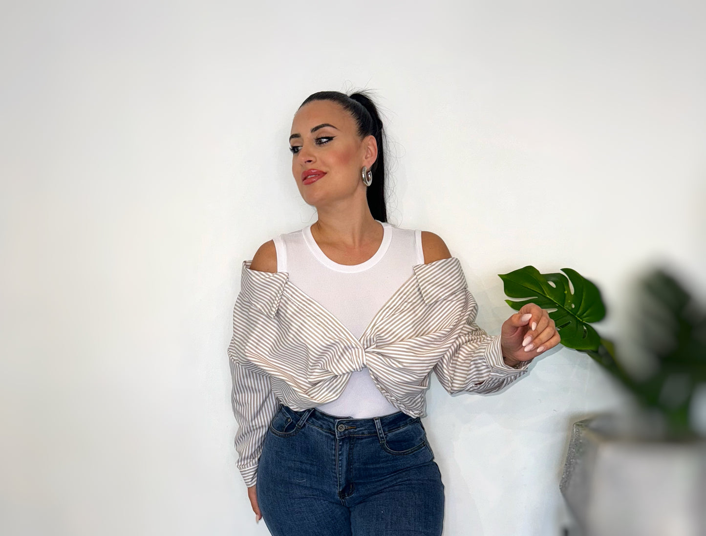 Camiseta con Camisa de Rayas