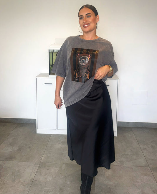 Falda Satinada Negra