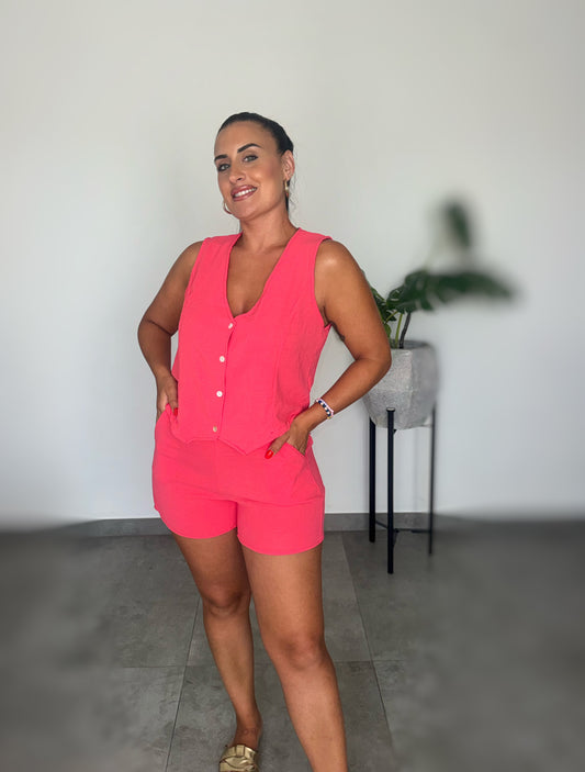 Conjunto Chaleco Coral