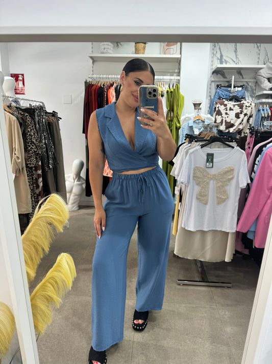 Conjunto Top y Pantalon Azul