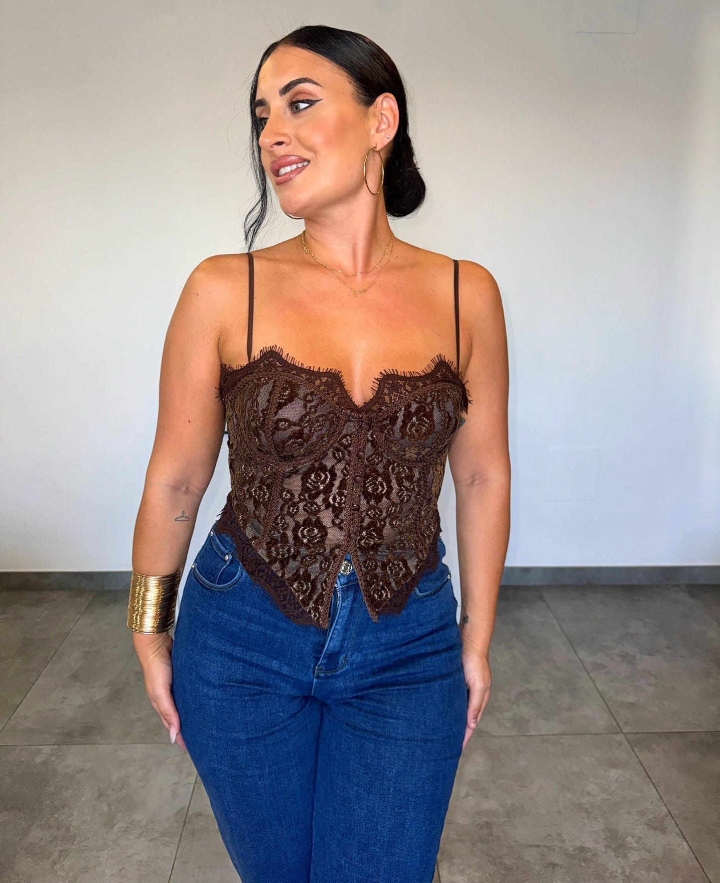 Corset Encaje Marrón