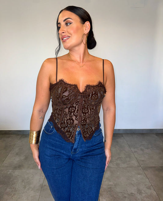 Corset Encaje Marrón