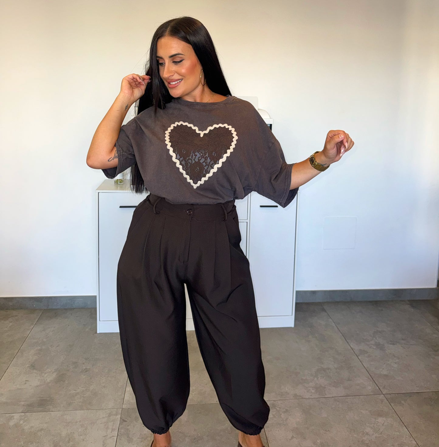 Camiseta Lavado Corazón Encaje